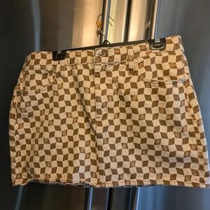 Madewell Checkered Brown and Cream Skirt Size 12/31"